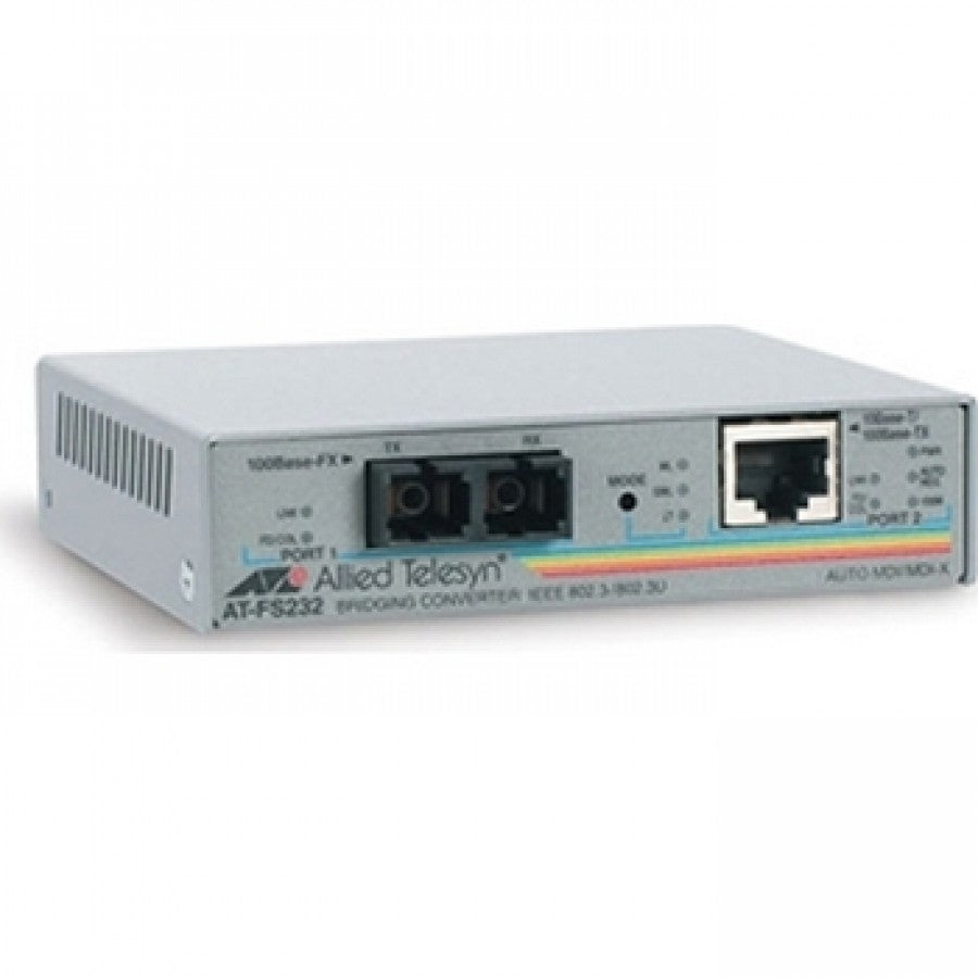 ALLIEDTELE AT-FS232/1-60 Fast Ethernet to Fiber Media Converter Transceiver, Black (Certified Refurbished)