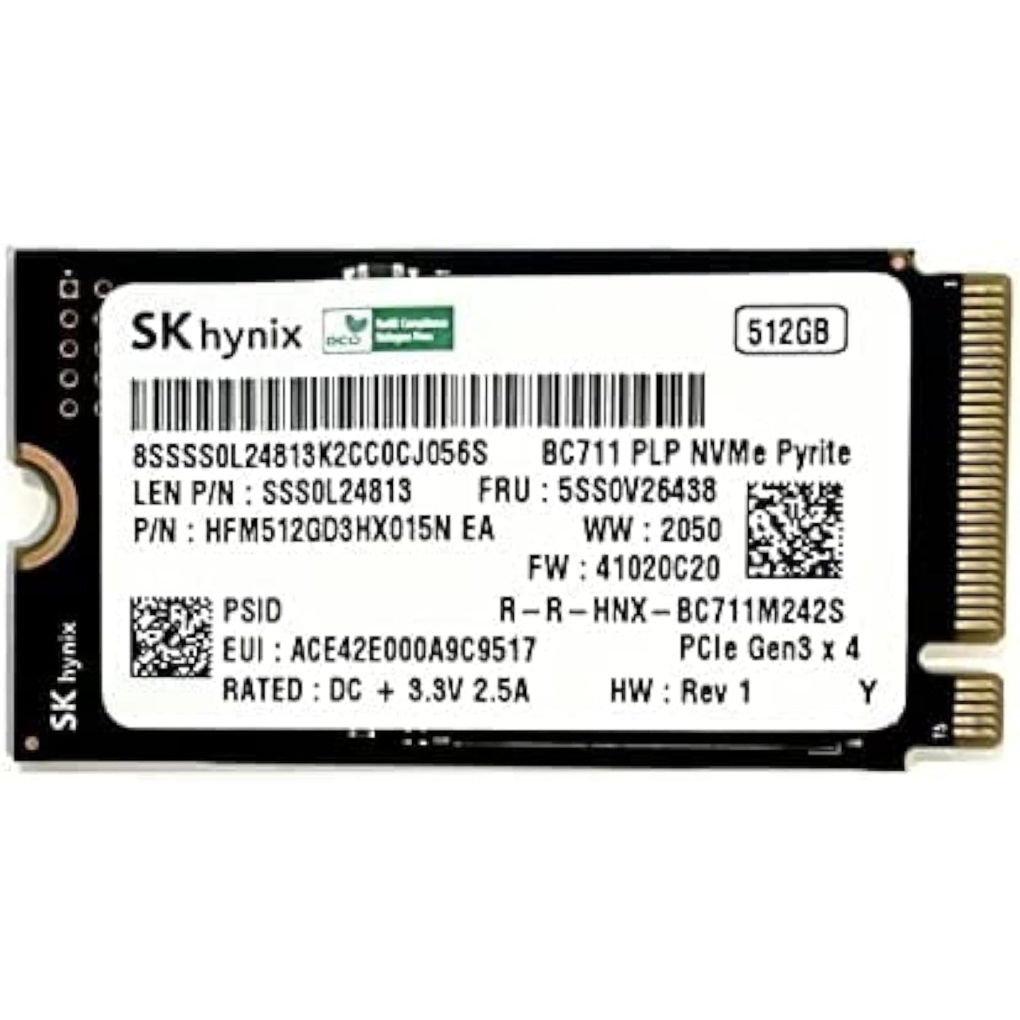 SK Hynix HFM512GD3HX015N 2.5" 512GB PCIe NVMe Solid State Drive (SSD), Black (Used - Good)