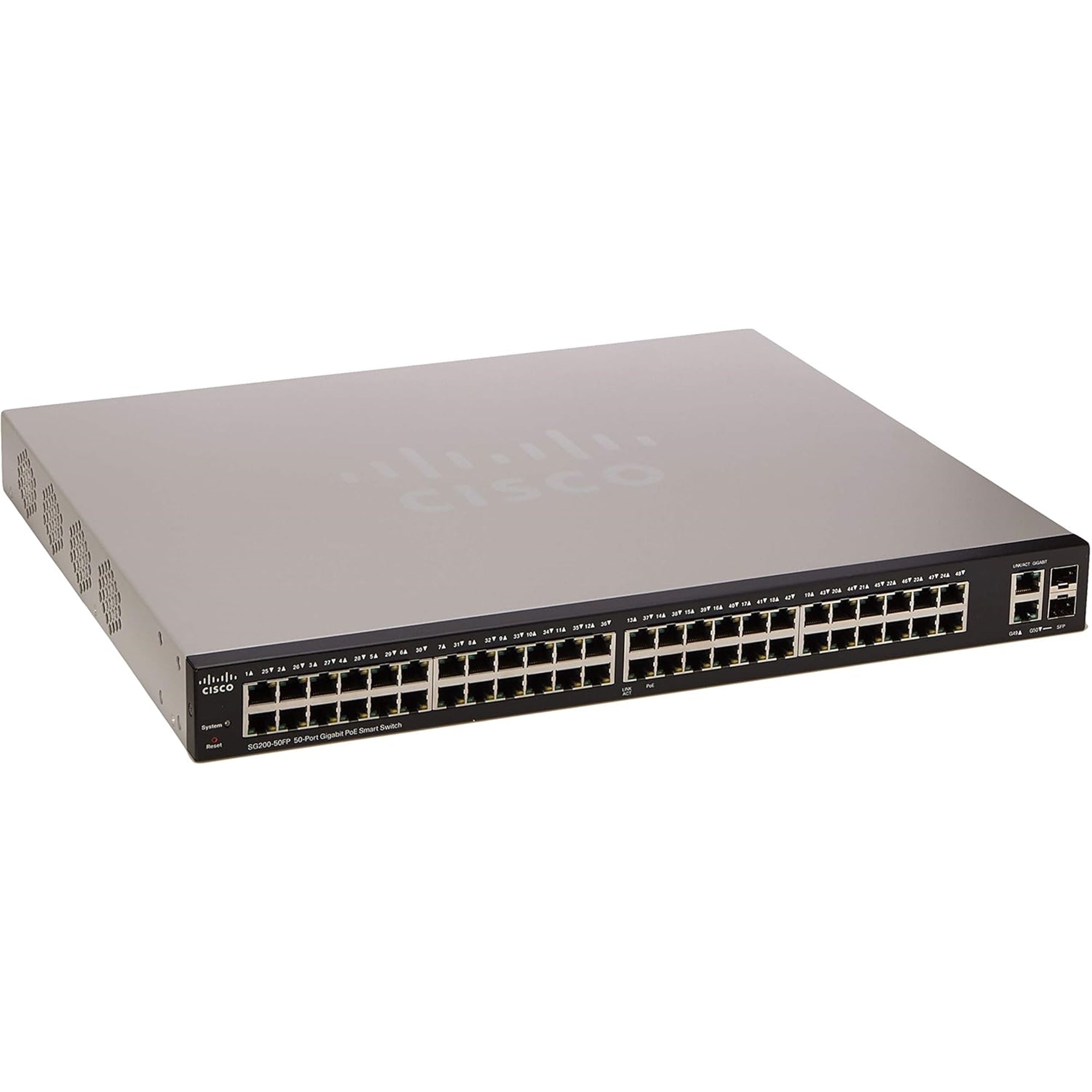 Cisco SG200-50FP 50-Port 100Mbps RJ45 1U Specialty Switch, Black (Refurbished)