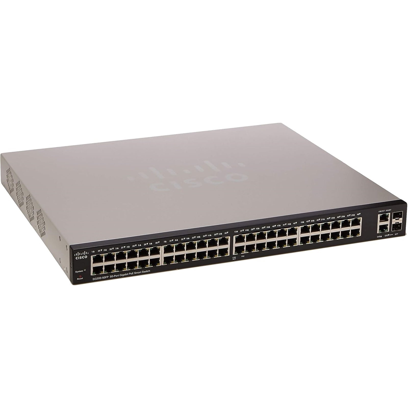 Cisco SG200-50FP 50-Port 100Mbps RJ45 1U Specialty Switch, Black (Refurbished)