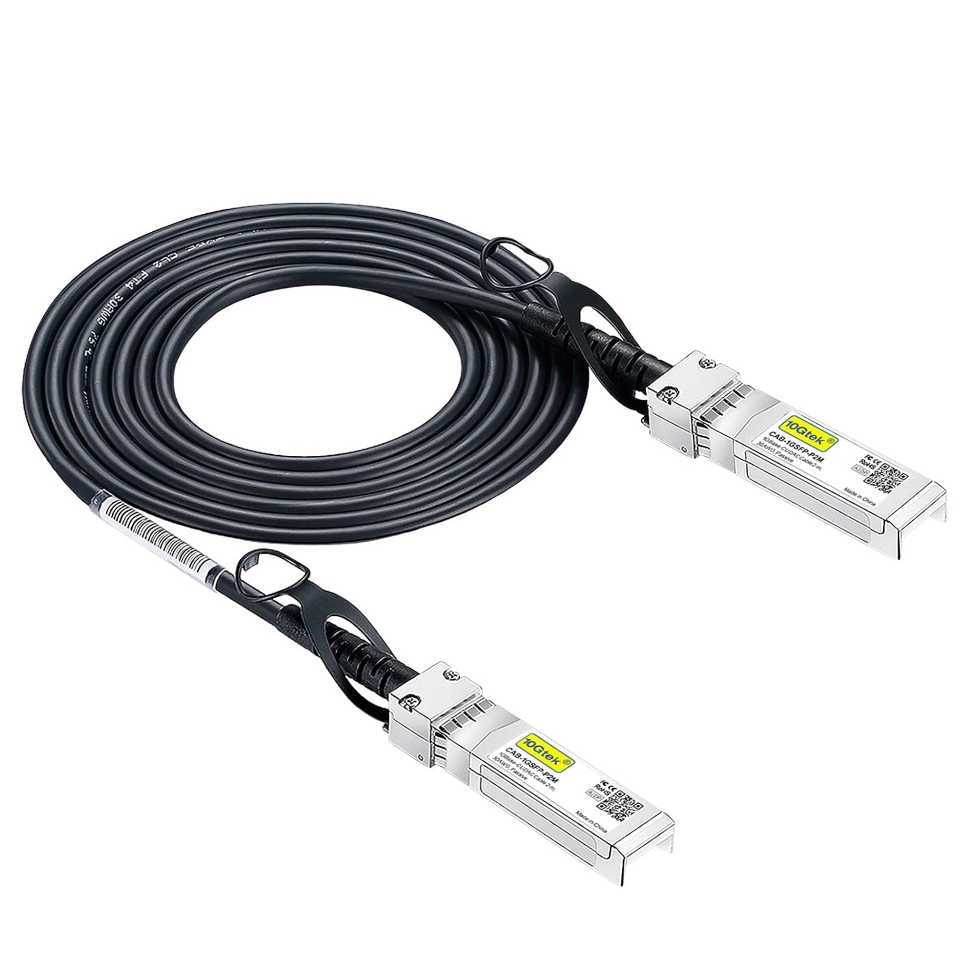 10Gtek CAB-10GSFP-P2M 10G SFP+ Copper Twinax Cable 2M DAC Cable, Black (Certified Refurbished)