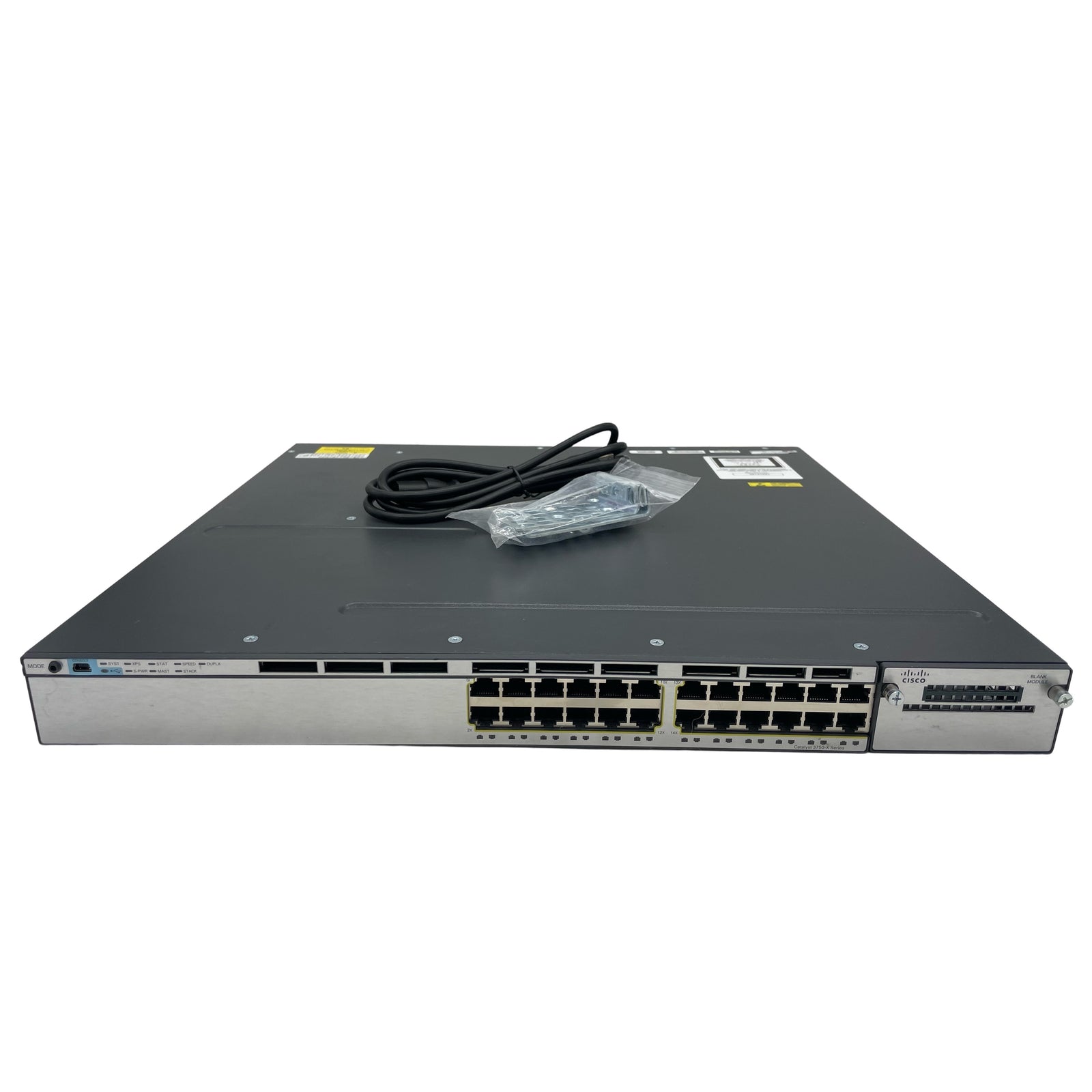 Cisco WS-C3750X-24T-L 24-Port 100Mbps RJ45 1U Specialty Switch, Grey (Used - Good)