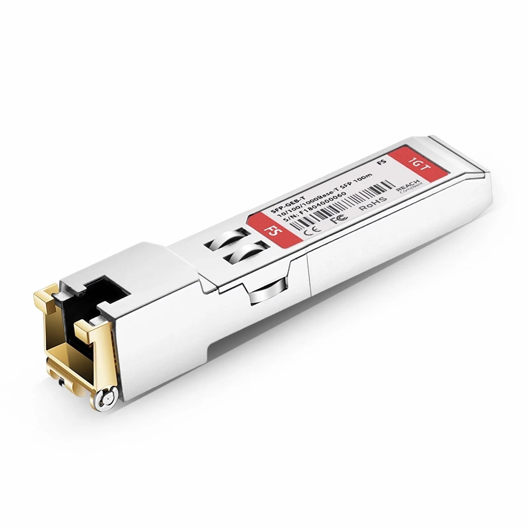 FS SFP-GB-GE-T 10/100/1000BASE-T SFP SGMII Copper 100m RJ-45 Transceiver Module, Silver (Certified Refurbished)
