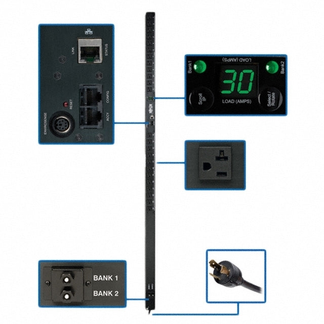 Tripp Lite PDUMNV30 24-Outlet 2500W 10 ft. Cord Rackmountable Power Strip, Black (Scratch and Dent)