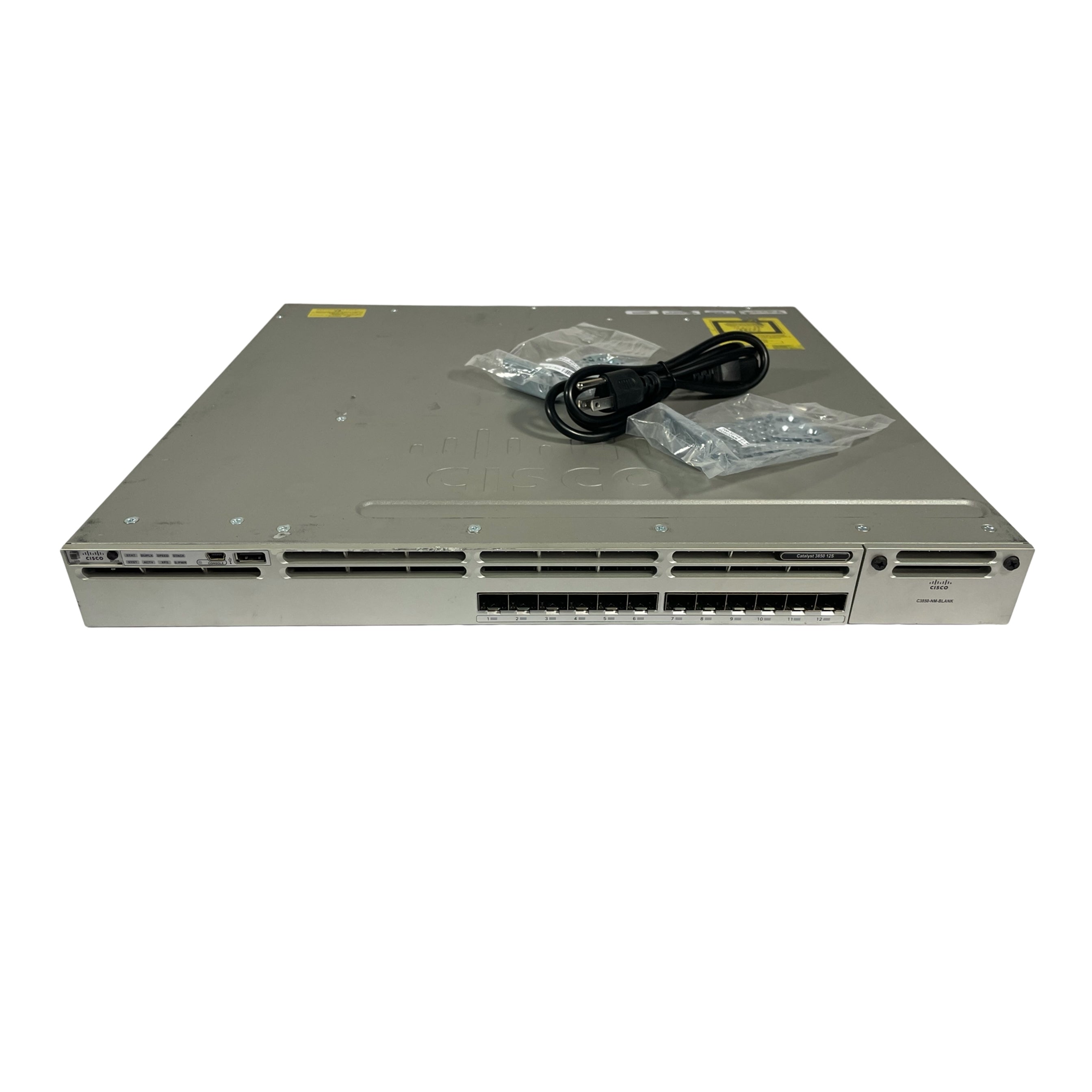 Cisco WS-C3850-12S-E 12-Port 100Mbps RJ45 1U Specialty Switch, Grey (Scratch and Dent)