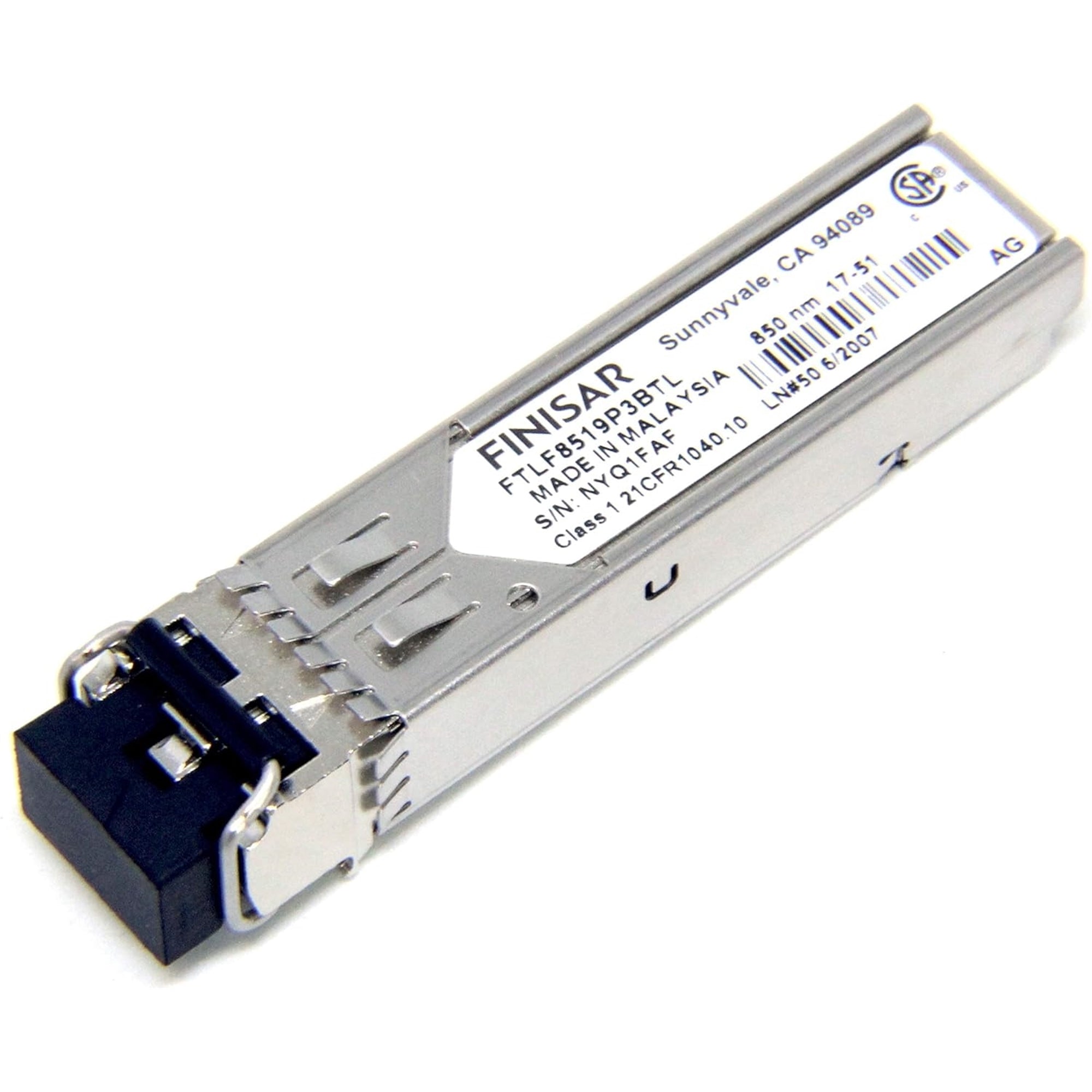 Finisar RoHS 6 Compliant 1GFC/2GFC/GE 850nm -40 to 85C SFP Transceiver, Silver (New Open Box)