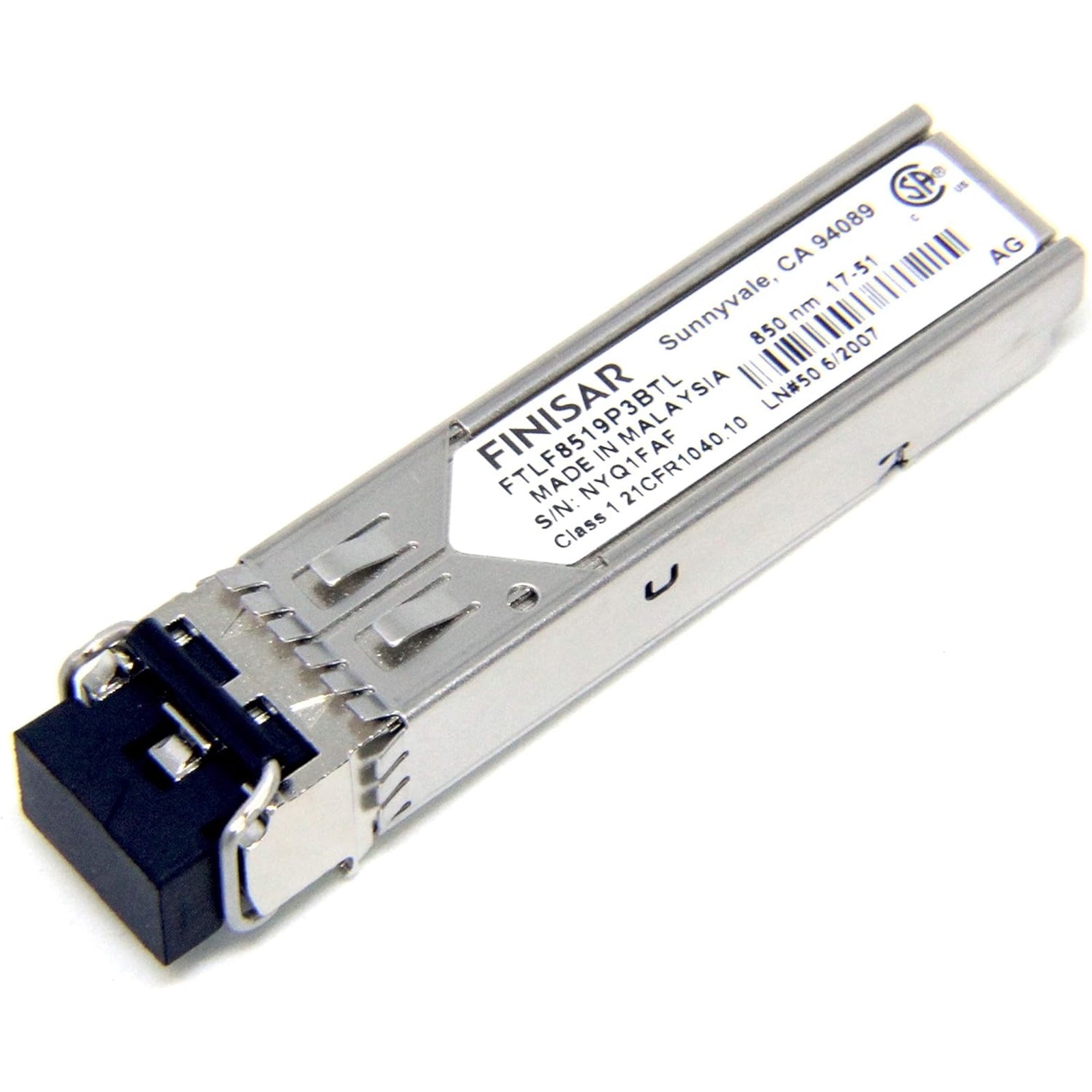 Finisar RoHS 6 Compliant 1GFC/2GFC/GE 850nm -40 to 85C SFP Transceiver, Silver (New Open Box)