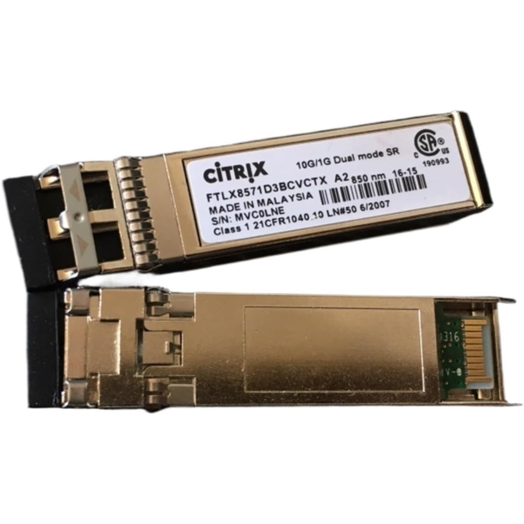 Citrix FTLX8571D3BCVCTX 10G/1G Dual mode SR 850nm Transceiver, Silver (Certified Refurbished)