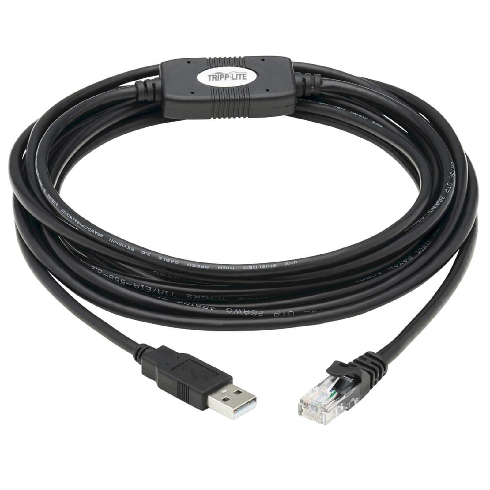 TRIPP LITE U009-015-RJ45-X USB-A to RJ45 Rollover Console Cable (M/M) - 15 ft (Certified Refurbished)