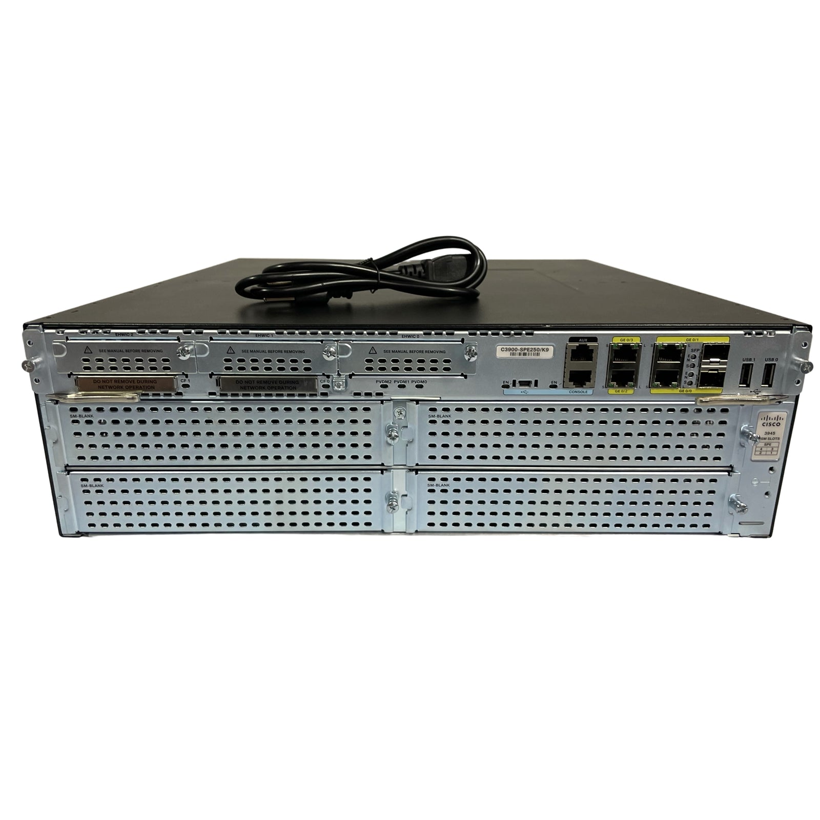 Cisco CISCO3945-SEC/K9 Wired WAN 4-Port 10/100/1000Mbps Gigabit,Black (Certified Refurbished)