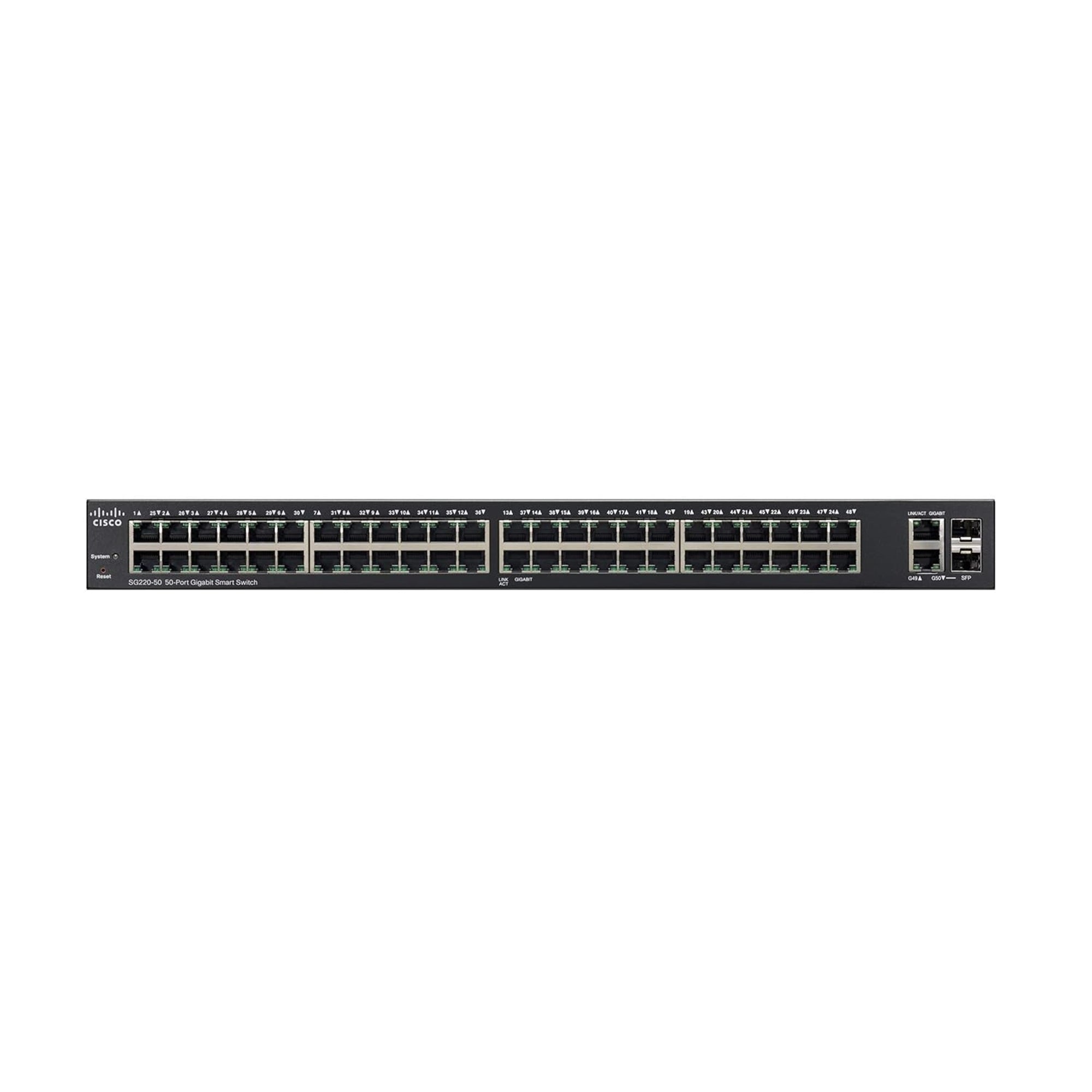 Cisco SG220-50-K9 50-Port WiFi 5 100Mbps RJ45 Desktop Specialty Switch, Black (Certified Refurbished)