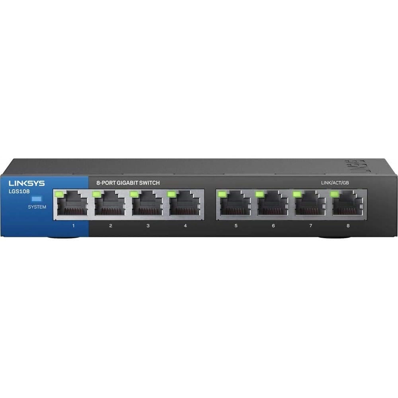 LINKSYS LGS108 8-Port 100Mbps RJ45 Desktop Specialty Hub, Black