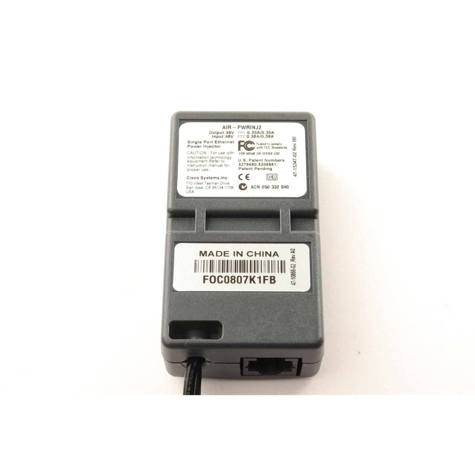 Cisco AIR-PWRINJ2 Aironet 1100 Power Injector, Black (Certified Refurbished)