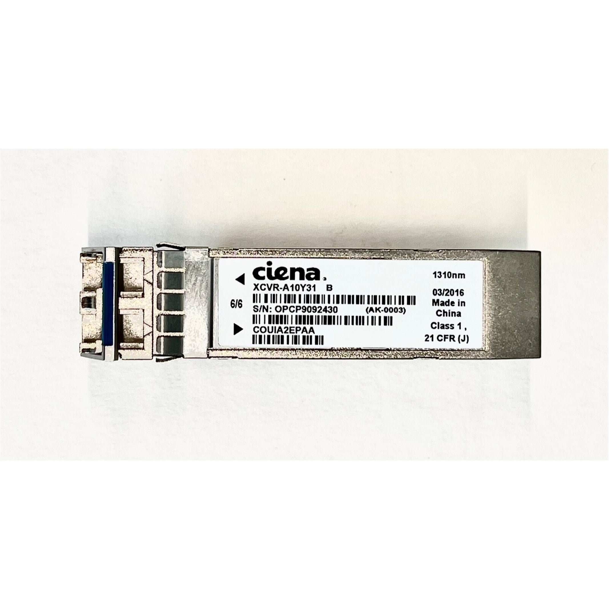 Ciena XCVR-A10Y31 1000Base-LX SFP Transceiver (SMF, 1310nm, 10km, DOM, Silver (Certified Refurbished)
