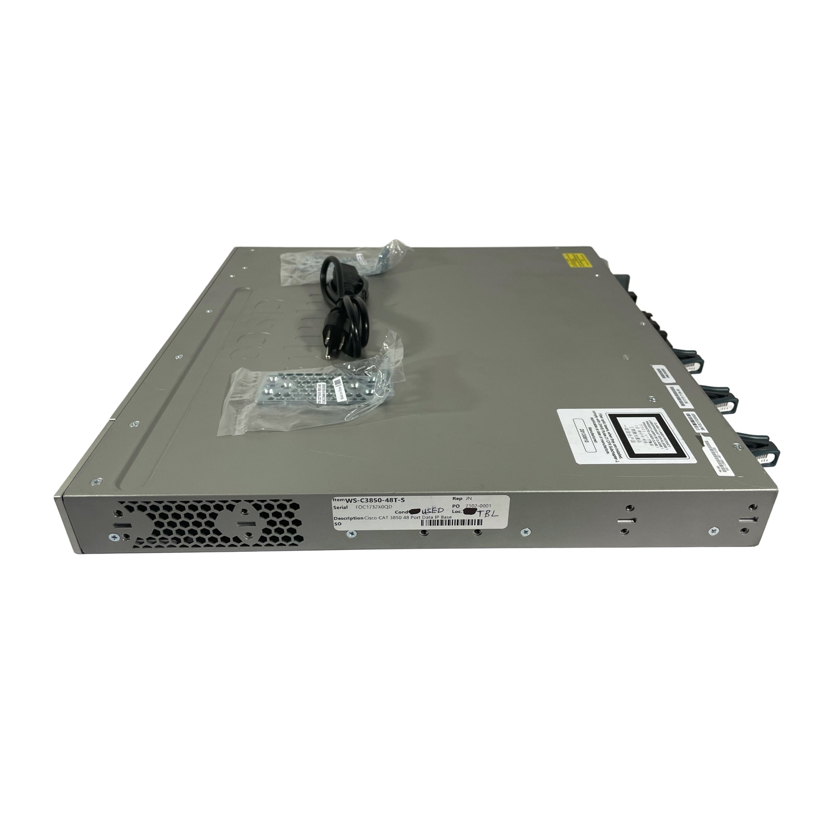 Cisco WS-C3850-48T-S 48-Port 100Mbps RJ45 1U Specialty Switch, Grey (Scratch and Dent)
