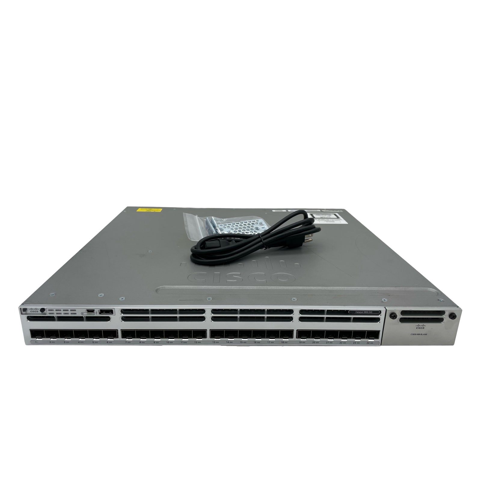 Cisco WS-C3850-24S-E 24-Port 100Mbps SFP 1U Specialty Switch, Grey (Used - Good)