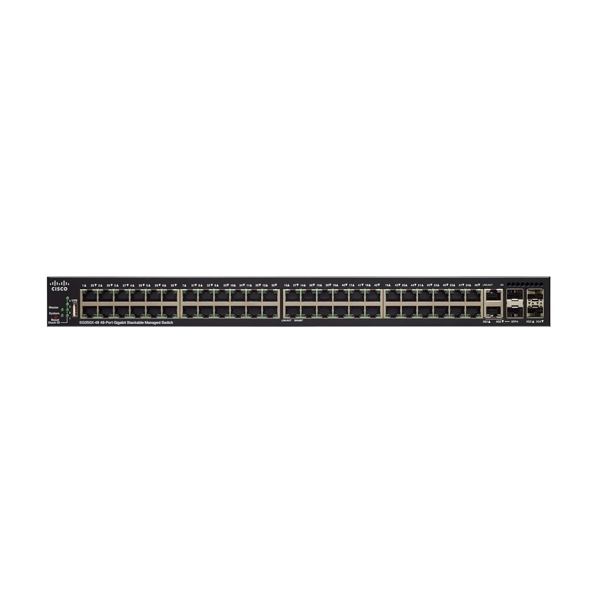 Cisco SG350X-48-K9-NA 48-Port 100Mbps RJ45 1U Specialty Switch, Silver