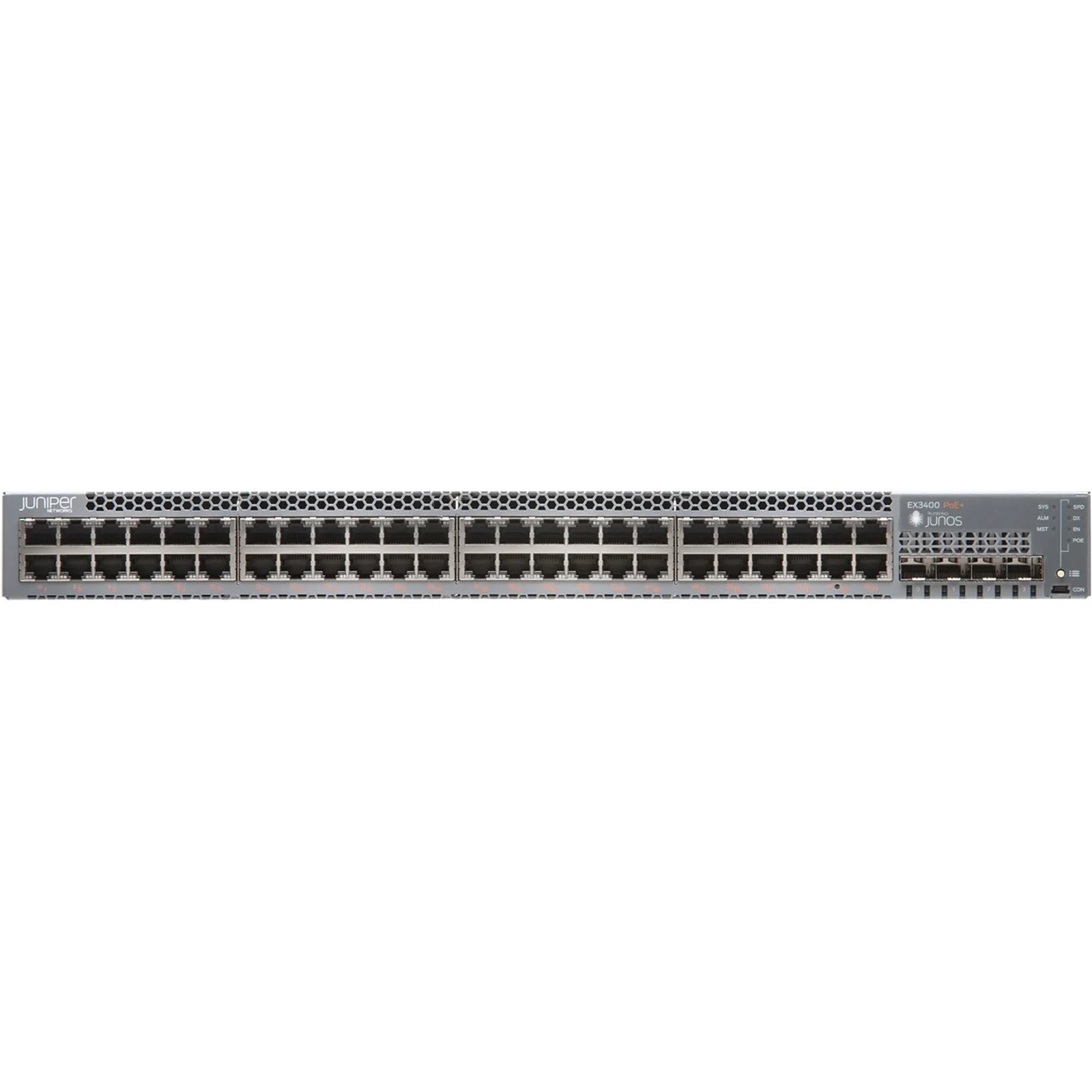 JUNIPER EX3400-48T EX3400 48pt 10/100/1000BaseT, 4x 1/10G SFP/SFP+, 2x 40G QSFP (Certified Refurbished)