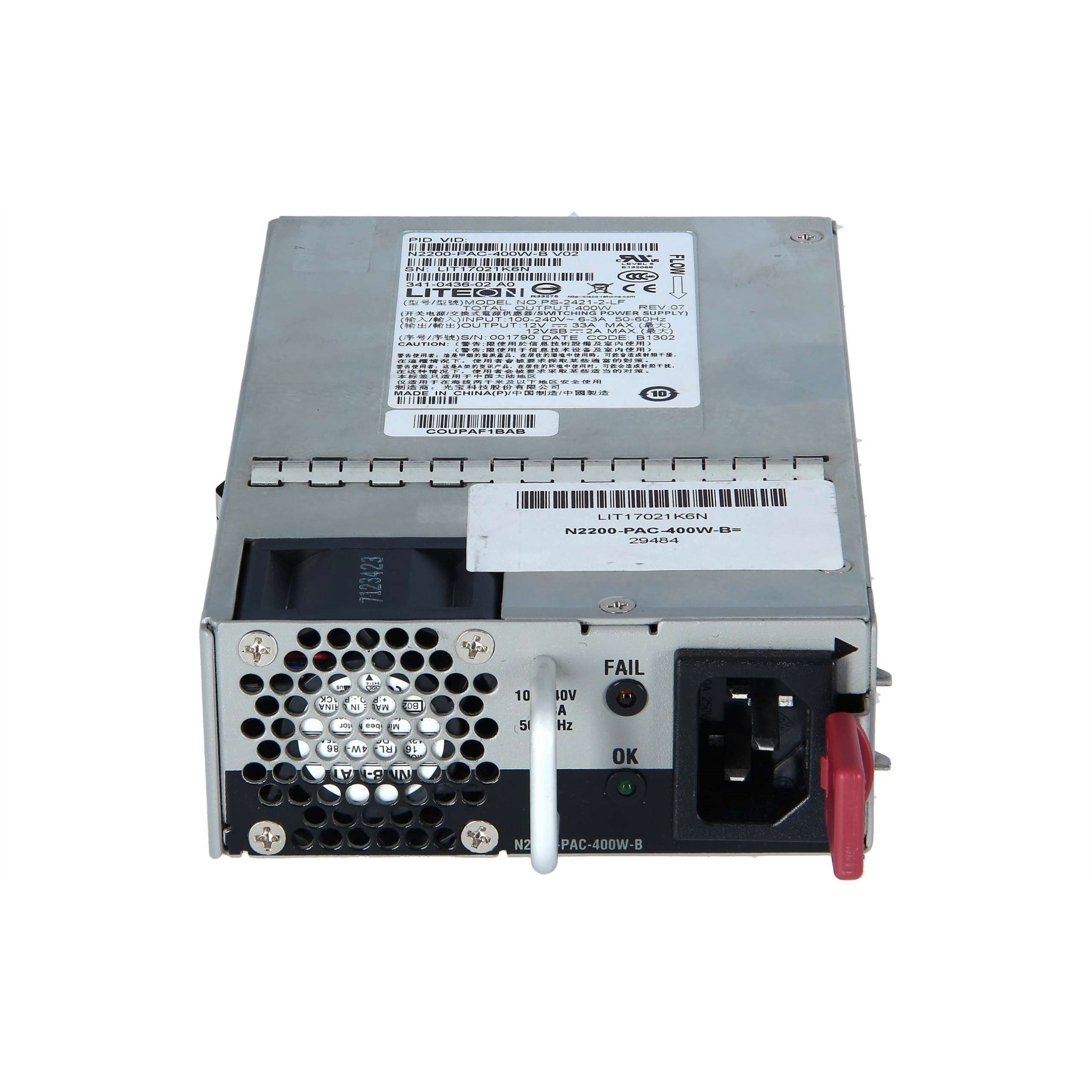 Cisco N2200-PAC-400W-B 400W Proprietary Power Supply (Certified Refurbished)